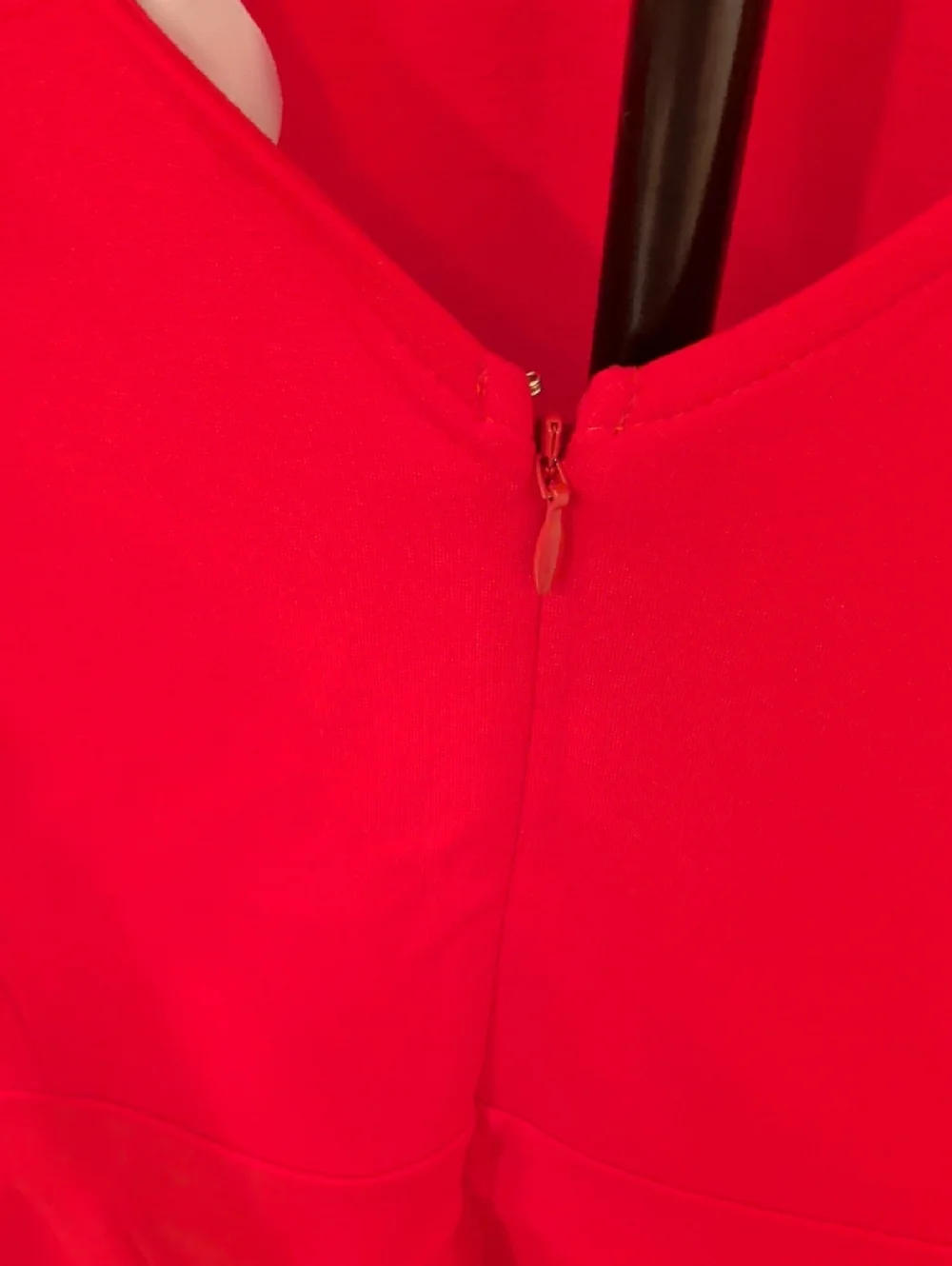 Retail $80 LOFT Red ponte flounce flair Ruffle Dress - Picture 4 of 5